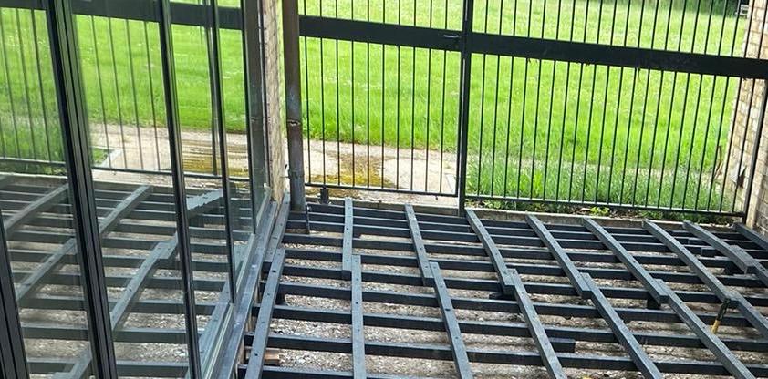 Composite decking frame for frontier decking