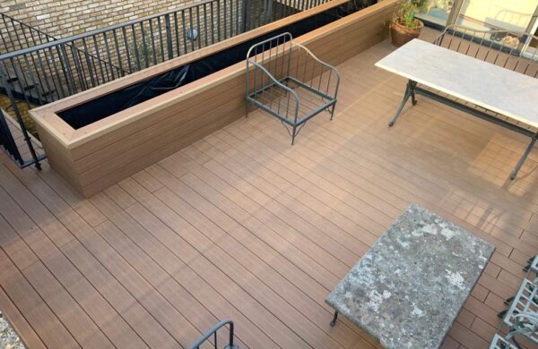 Very large planter on first floor patio using Envirobuild decking