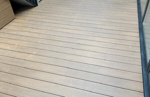 L shaped planter and decking on ground floor patio