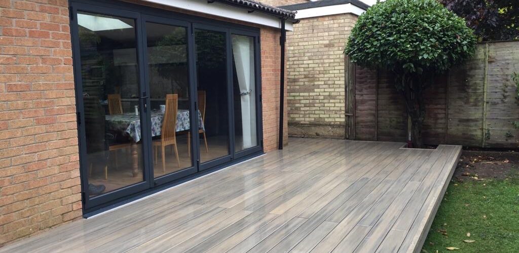 Rectangular decking in Ely using NeoTimber Antique boards